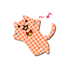 チェックの猫（ギンガムチェック柄）（個別スタンプ：4）