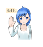 感情のスタンプ（青髪女の子）（個別スタンプ：1）
