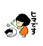 ハチワレ模様の猫と女の子（個別スタンプ：12）