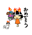 ハチワレ模様の猫と女の子（個別スタンプ：29）