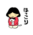 ハチワレ模様の猫と女の子（個別スタンプ：34）