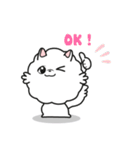 真っ白なポメラニアンの子犬のポミ（個別スタンプ：24）