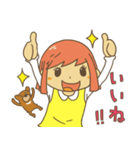 おんなの子とクマ（個別スタンプ：9）