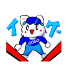 変なTシャツの白猫（冬のスポーツ編）（個別スタンプ：7）