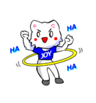変なTシャツの白猫（冬のスポーツ編）（個別スタンプ：32）