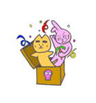 太眉ねこ＆桃色うさぎ（個別スタンプ：38）
