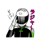 黒と緑のバイク乗り（個別スタンプ：24）