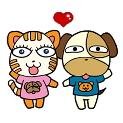 [LINEスタンプ] Cat and Dog dating fetchpriority=high