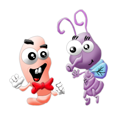 [LINEスタンプ] Funny Insects - Worm and Fly 