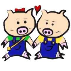 [LINEスタンプ] カップル・オブ・ザ・ピッグ fetchpriority=high