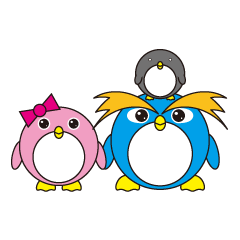 [LINEスタンプ] 丸顔くん 第14弾 ペンギン家族 パート1 