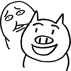 [LINEスタンプ] とんかつ君となめこ男