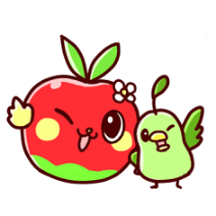 [LINEスタンプ] リンゴウサちゃんとナシドリくん 