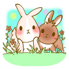 [LINEスタンプ] ウサギのあみちゃんとふうちゃん 