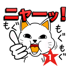 [LINEスタンプ] 常に食事中のねこ/もぐもぐグルメニャンコ 