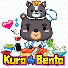[LINEスタンプ] Kuro ＆ Bento (English Edition) 