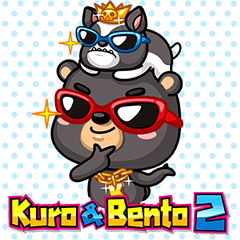 [LINEスタンプ] Kuro ＆ Bento2 (English Edition) 