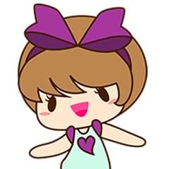 [LINEスタンプ] 紫リボンのキュートな女の子サキ 