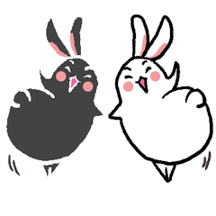 [LINEスタンプ] 白と黒のうさぎ 英語バージョン fetchpriority=high