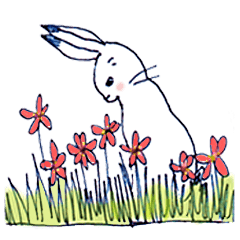 [LINEスタンプ] ちいさなウサギと星の花 