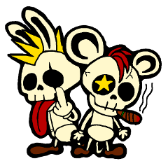 [LINEスタンプ] スカルパンクロックマウス＆ラビット 日本 