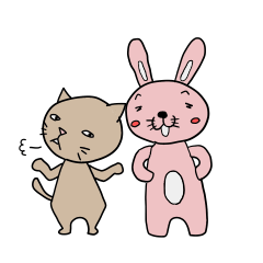[LINEスタンプ] 間抜けなうさぎと生意気な猫 