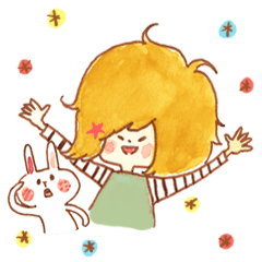 [LINEスタンプ] ここちゃんとうさぎさん 