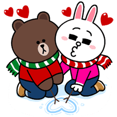 [LINEスタンプ] ブラウン＆コニー 冬のワイワイデート