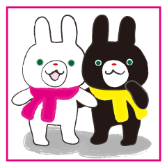 [LINEスタンプ] 黒うさと白うさの日常 