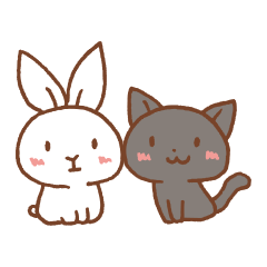 [LINEスタンプ] 白うさちゃんと黒ねこくん 
