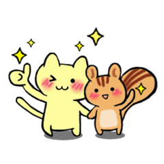 [LINEスタンプ] ねこ＆りす 