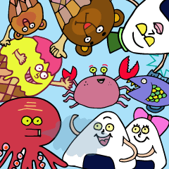 [LINEスタンプ] アイスクリーム！おにぎり！海の仲間！