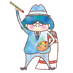 [LINEスタンプ] おじさんと絵の具太郎 