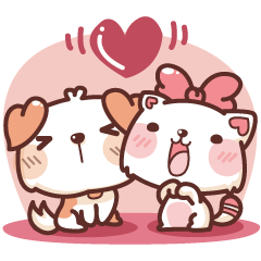 [LINEスタンプ] 猫と犬の恋人 (JP) 
