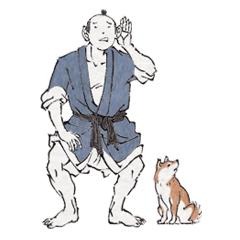 [LINEスタンプ] ちょんまげと犬 