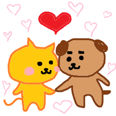 [LINEスタンプ] 奥にゃんと旦那わんの新婚生活