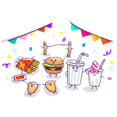 [LINEスタンプ] 楽しいファーストフードの友達 fetchpriority=high