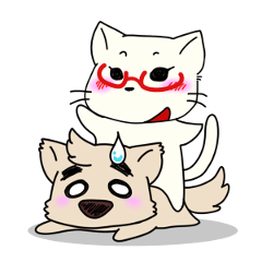 [LINEスタンプ] まゆげ犬とメガネぬこ 2 