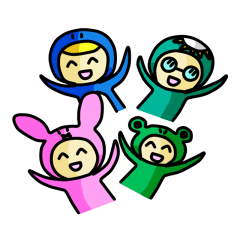 [LINEスタンプ] かっぱぱのきぐるみファミリー 