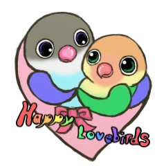 [LINEスタンプ] しあわせボタンインコ もっち＆ナッツ 