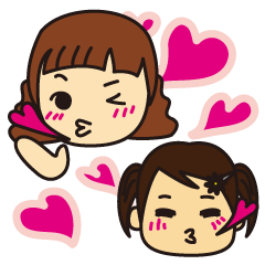 [LINEスタンプ] 女の子とママ 
