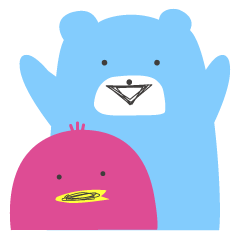 [LINEスタンプ] 青いクマとピンクの鳥 