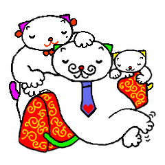 [LINEスタンプ] ひるねこ課長ルネと楽しい家族 