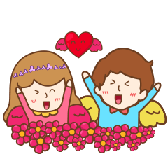 [LINEスタンプ] cupids boy ＆ girl love all day 