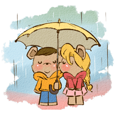 [LINEスタンプ] クマのカップルのキス、愛