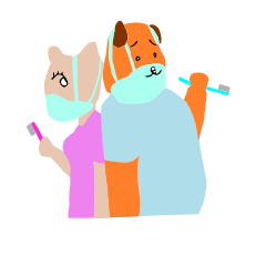 [LINEスタンプ] 犬歯科医師と猫助手