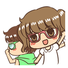 [LINEスタンプ] Twin Glasses Girl 