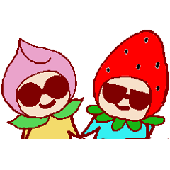 [LINEスタンプ] モモ＆イチゴくん 
