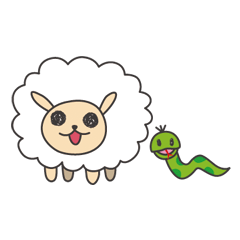 [LINEスタンプ] ひつじんとヘビタ 