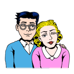 [LINEスタンプ] アメコミ風★鬼嫁と胃が弱い旦那の日常会話 